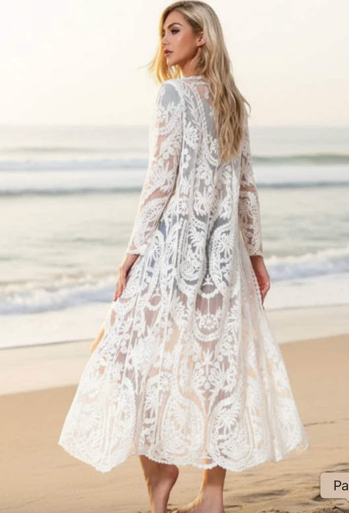 Embroidered Lace Beach Cover-Up